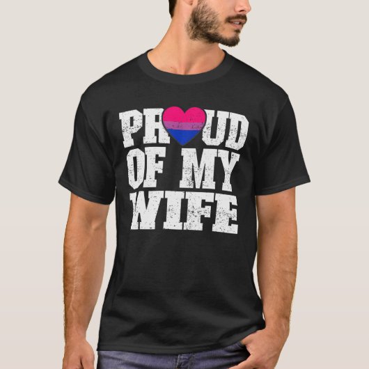 T-shirt Fier De Mon Épouse Mariage Bisexuel Drapeau Annive (Devant)