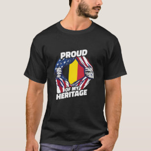 T-shirt Fier de mon héritage - Belge Américain patriotique