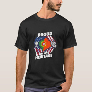 T-shirt Fier de mon héritage - Patriotique Américain Portu