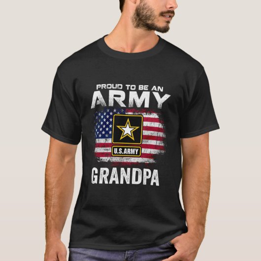 T-shirt Fier D'Être Un Grand-Père De L'Armée Avec Un Drape (Devant)