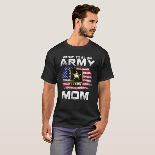 T-shirt Fier D'Être Une Mère De L'Armée Avec Drapeau Améri (Devant entier)