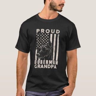 T-shirt Fier Doberman Grand-père Drapeau Américain Patriot
