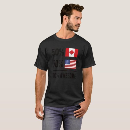 T-shirt Fier Drapeau Canadien Américain Canada Usa 1 (Devant entier)
