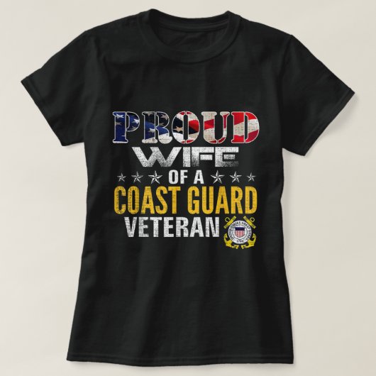 T-shirt Fier Épouse D'Un Vétéran De La Garde Côtière Drape (Design devant)