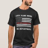 T-shirt Fier Fier Fier Pompier Custom Thin Red Line USA (Devant)
