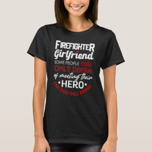 T-shirt Fier Fille Amie D'Un Pompier Mince Ligne Rouge Nou