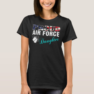 T-shirt  Fier Fille De La Force Aérienne Avec Un Drapeau A