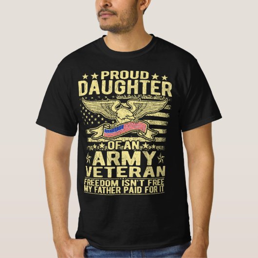 T-shirt Fier Fille De Vétéran De L'Armée Militaire - Liber (Devant)