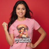 T-shirt Fier fille d'immigrants rose rétro