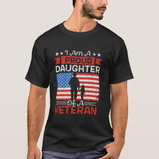 T-shirt Fier Fille D'Un Vétérinaire Père Patriotique Enfan