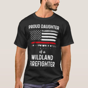 T-shirt Fier fille US Drapeau Wildland Firefighter