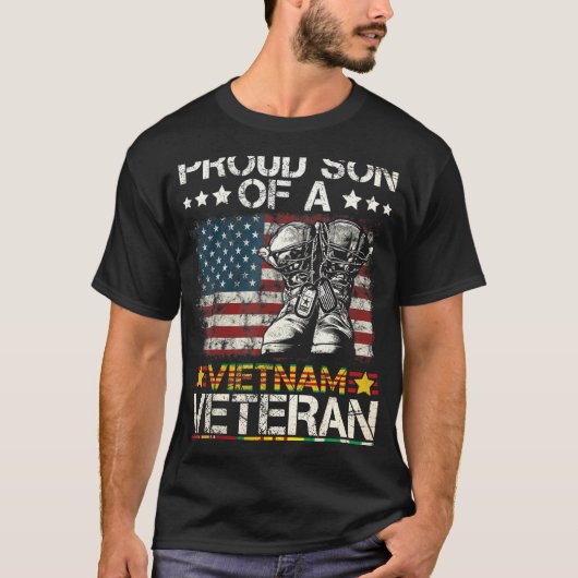 T-shirt Fier Fils Du Viêt-Nam Ancien Drapeau Américain (Devant)
