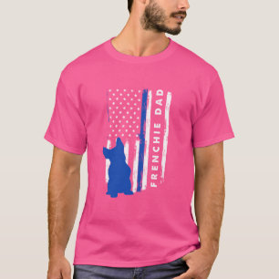 T-shirt Fier Français Bulldog Papa Américain Drapeau 4 Jui