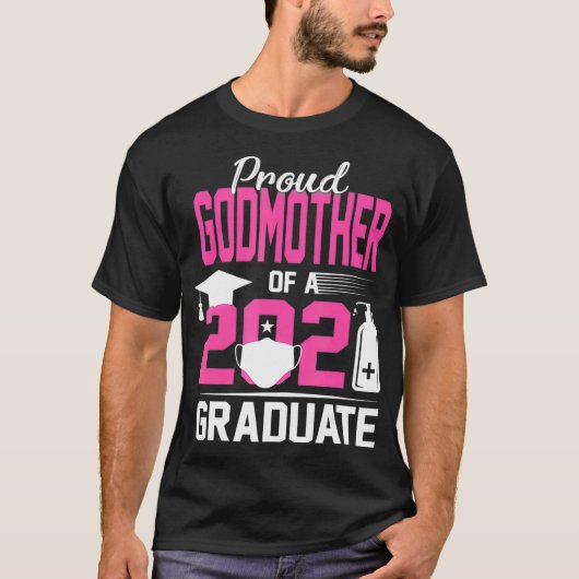 T-shirt Fier Godmère d'un diplômé de 2021 avec masque faci (Devant)