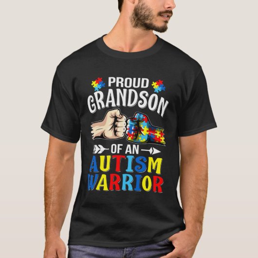 T-shirt Fier Grand-Fils D'Un Guerrier Autiste Autiste Awar (Devant)