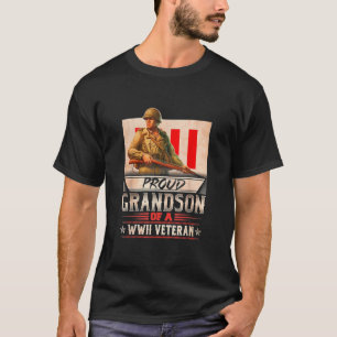 T-shirt Fier Grand-Fils D'Un Vétéran 2ème guerre mondiale