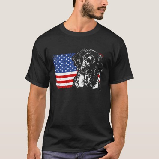 T-shirt Fier grand Munsterlander drapeau américain patriot (Devant)