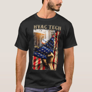 T-shirt Fier Hvac Tech Drapeau Américain Amour Hvac Tech J