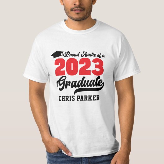 T-shirt Fier jeune fille d'un 2023 Graduate Modern Red Scr (Devant)