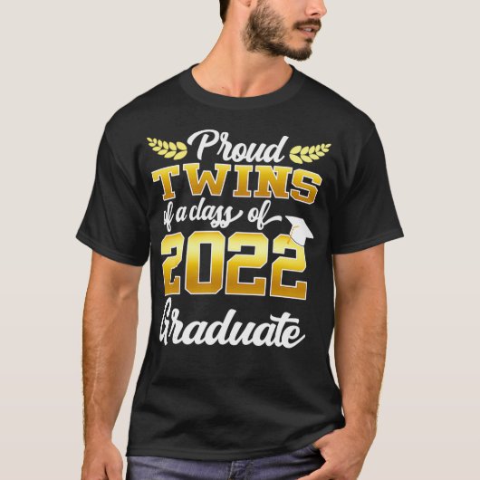 T-shirt Fier jumeaux d'une classe de 2022 Diplômé Senior 2 (Devant)