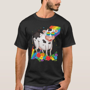 T-shirt Fier Lgbt Gay Cow Pride Drapeau Rainbow Lgbtq Lesb