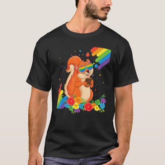 T-shirt Fier Lgbt Gay Squirrel Pride Drapeau Rainbow Lgbtq (Devant)
