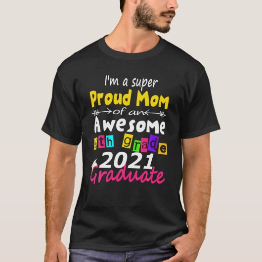 T-shirt Fier Maman Classe De 2021 5E Graduation Famille (Devant)