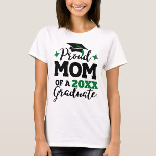 T-shirt Fier Maman de 2022 diplômé noir vert casquette tas