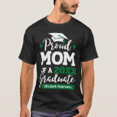 T-shirt Fier Maman de 2024 diplômé noir vert casquette tas (Devant)