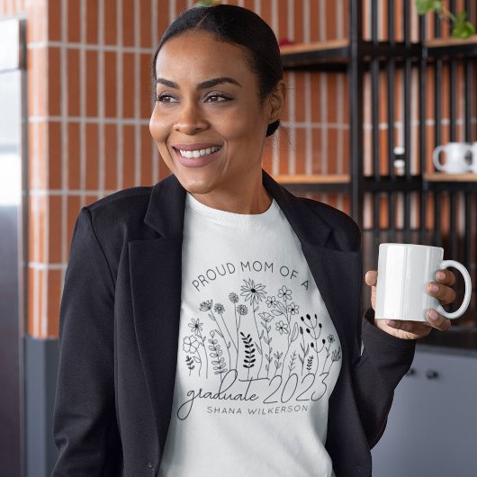 T-shirt Fier Maman Diplômée Blooming Fleur sauvage Moderne