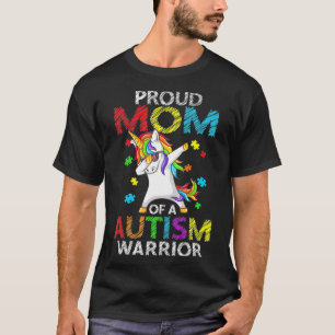 T-shirt Fier Maman D'Un Guerrier Autiste Unicorn Dab Puzzl