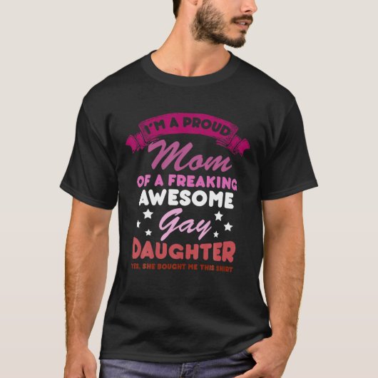 T-shirt Fier Maman Gay Fille Lesbienne Drapeau LGBTQ Funny (Devant)