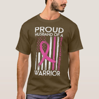 T-shirt Fier Mari D'Un Guerrier Soutien Au Cancer Du Sein 