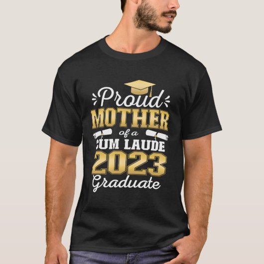 T-shirt Fier Mère De 2023 Cum Laude Graduate Classe De 2 (Devant)