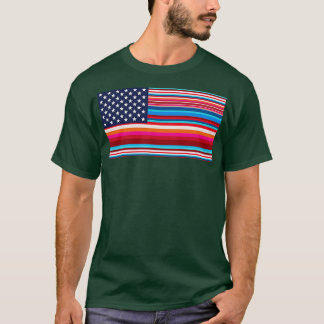 T-shirt Fier Mexicain Américain Serape Drapeau Américain U