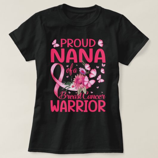 T-shirt Fier nana d'un cancer du sein guerrier (Design devant)