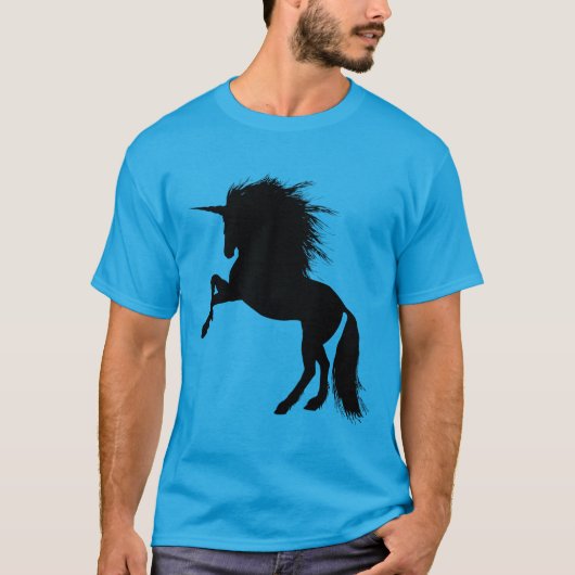 T-shirt Fier noir licorne Silhouette Imaginaire animal (Devant)