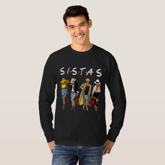T-shirt Fier Noir Sistas Reine Melanin Afro Africain Amer (Devant entier)