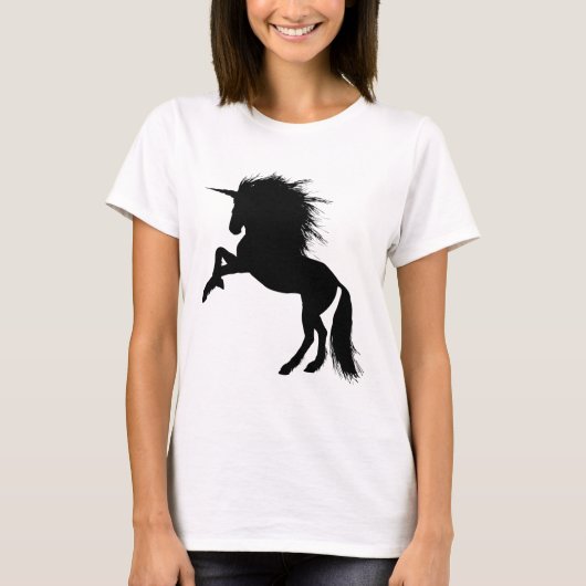 T-shirt Fier noir Unicorne Silhouette Imaginaire animal, Z (Devant)