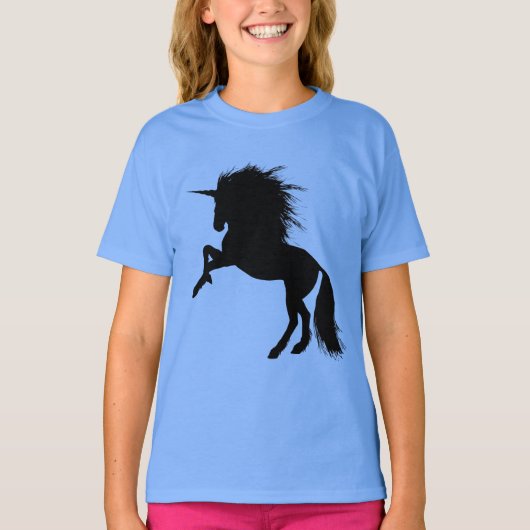 T-shirt Fier noir Unicorne Silhouette Imaginaire animal, Z (Devant)