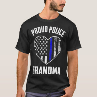 T-shirt Fier officier de police Grandma American Flag Thin