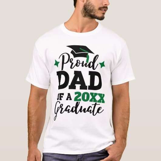 T-shirt Fier papa de 2022 diplômé noir vert casquette goût (Devant)