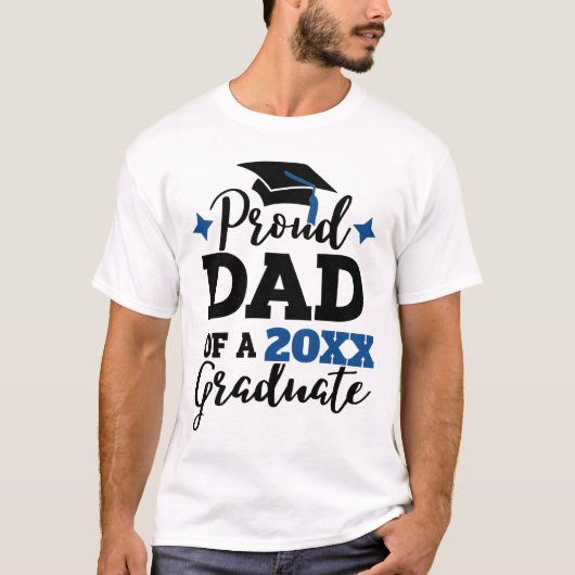 T-shirt Fier papa d'un diplômé de 2022 noir bleu casquette (Devant)