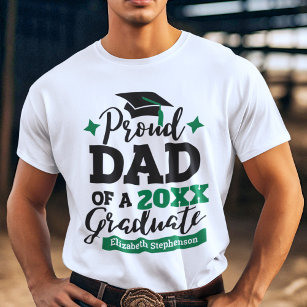 T-shirt Fier papa d'un diplômé de 2022 noir vert nom casqu