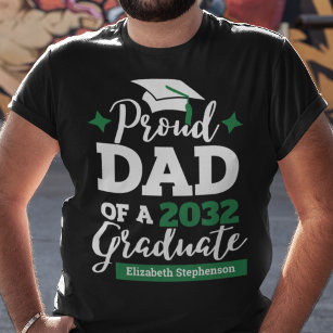 T-shirt Fier papa d'un diplômé de 2023 noir vert nom casqu