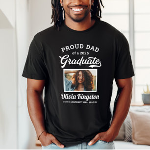 T-shirt Fier papa d'une photo personnalisée noire de 2024