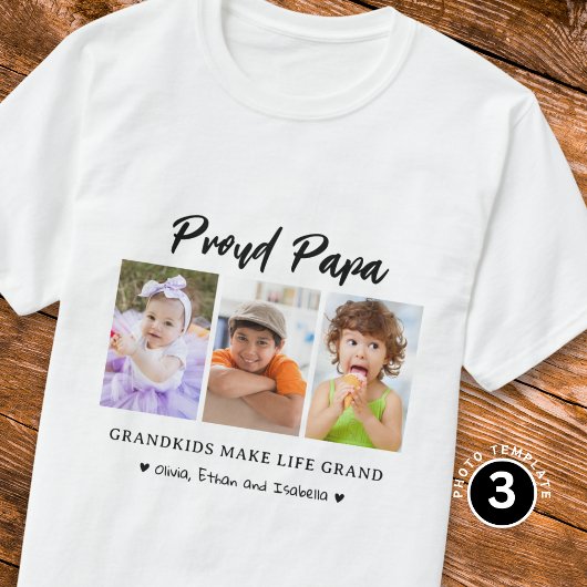 T-shirt Fier Papa Les petits-enfants Font la vie Grand 3 P