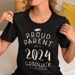 T-shirt Fier Parent 2024 Diplômé<br><div class="desc">T-shirt de fin d'études personnalisées avec le dicton "fier parent d'un diplômé de 2024",  leur nom,  et l'école/collège où ils ont fréquenté.</div>