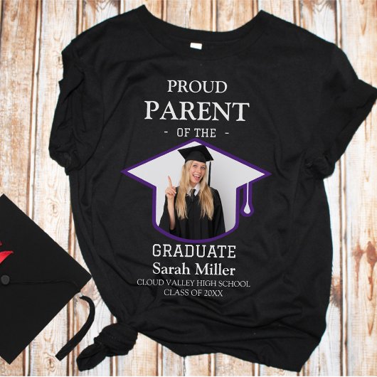 T-shirt Fier parent du diplômé avec une photo et un nom
