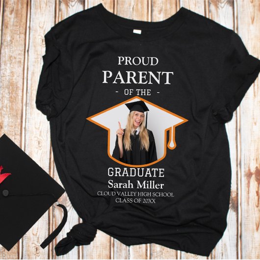 T-shirt Fier parent du diplômé avec une photo et un nom